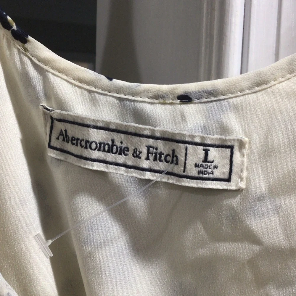 Abercrombie & Fitch Floral Cream Dress with Navy, Cold Shoulder